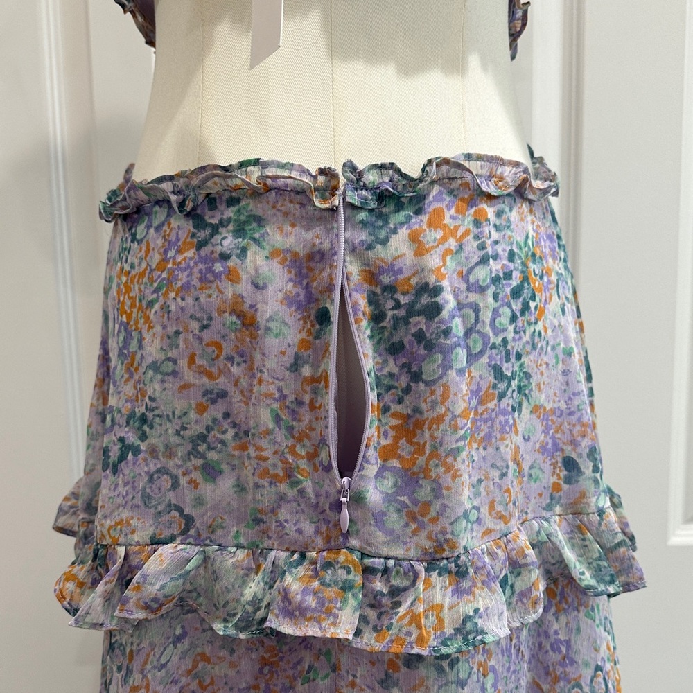 NWT Astr The Label Lilac Floral Cutout Chiffon Maxi Wedding Guest Dress Size XL - Picture 12 of 14